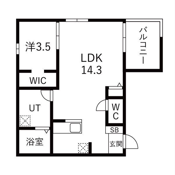 ユニオーネ豊田本町(1LDK/3階)の間取り写真