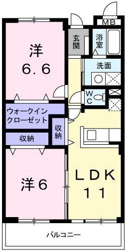 サニーガーデンII(2LDK/2階)の間取り写真