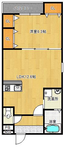 フジパレス鴻池新田Ⅴ番館(1LDK/1階)の間取り写真