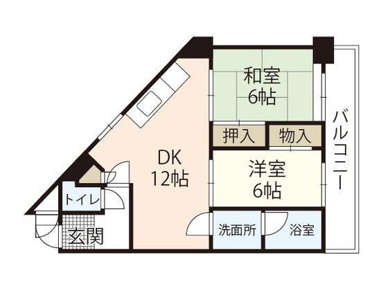 下田ハイツ(2LDK/5階)の間取り写真