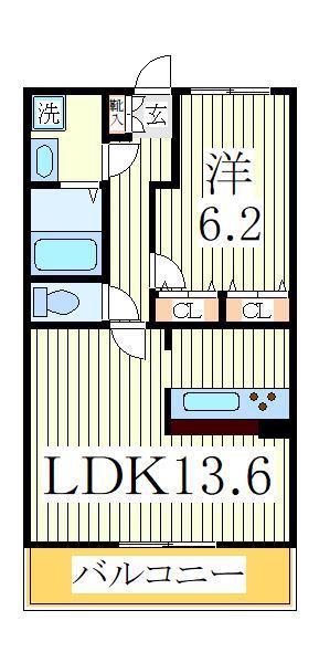 グリシーナおおたか(1LDK/3階)の間取り写真