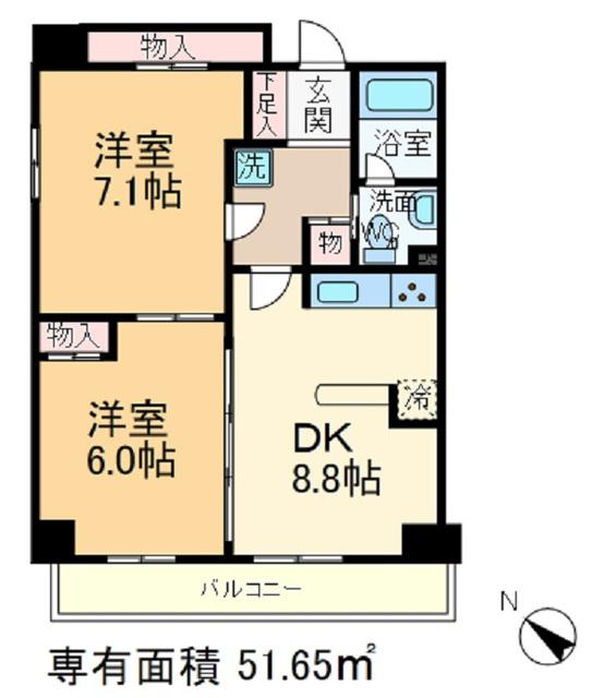 プロスペクト西巣鴨(2DK/8階)の間取り写真