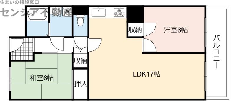 日商岩井京橋ハイツ(2LDK/5階)の間取り写真