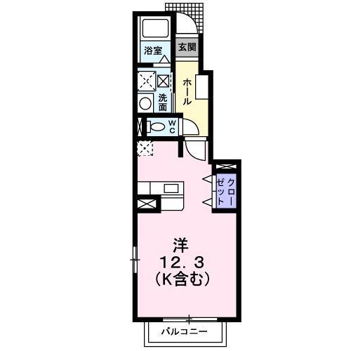 シェーネA(ワンルーム/1階)の間取り写真