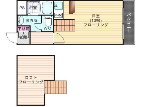 オークヒルズ高宮(ワンルーム/3階)の間取り写真