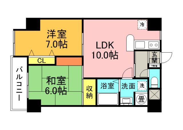 ISTYLE FUNAIRI(2LDK/7階)の間取り写真