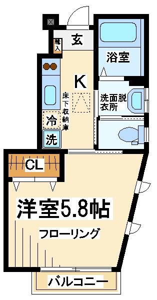 ラネージュ烏山II 自社管理物件(1K/1階)の間取り写真