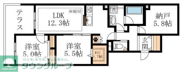 南葛西テラス(2SLDK/1階)の間取り写真