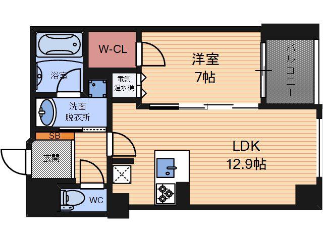 グレンパーク梅田北(1LDK/13階)の間取り写真