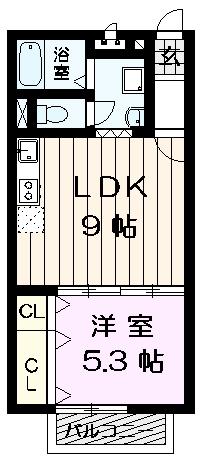 フォンターナ(1LDK/2階)の間取り写真