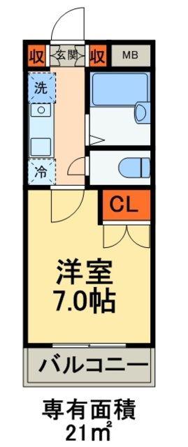 レジディア浦安(1K/4階)の間取り写真