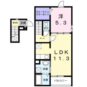 ローズガーデンA(1LDK/2階)の間取り写真
