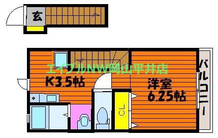 RELUXIA 北棟(1K/2階)の間取り写真