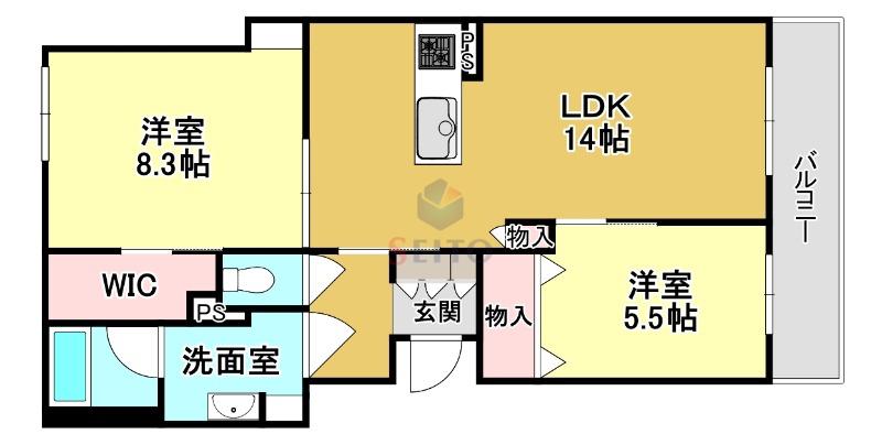 シャーメゾンミーサ(2LDK/3階)の間取り写真