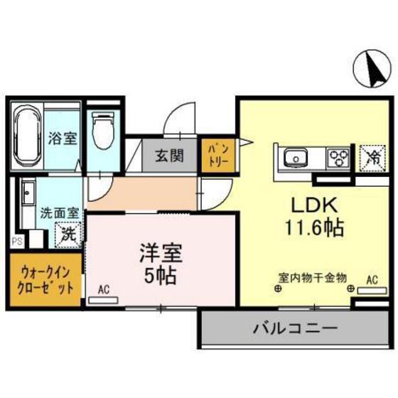 ルミナス掛尾町(1LDK/3階)の間取り写真