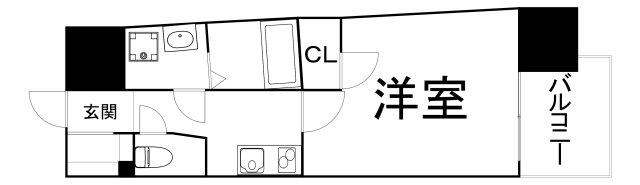 JPレジデンス大阪上町台(1K/4階)の間取り写真