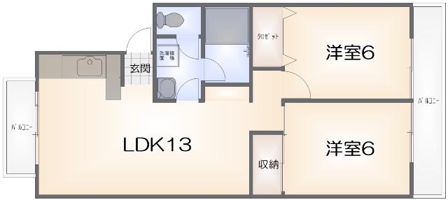 ドゥエル新蔵(2LDK/2階)の間取り写真