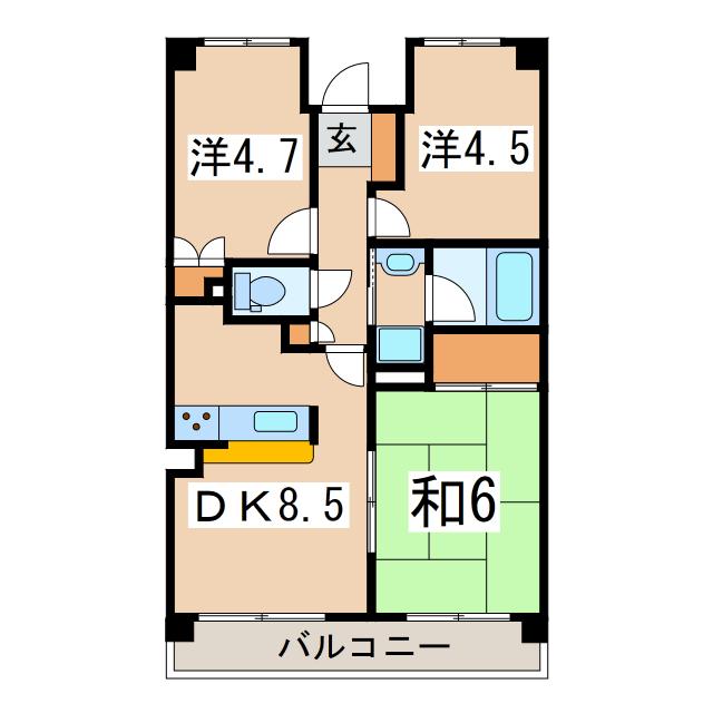 ベルメゾンサカイII(3DK/1階)の間取り写真