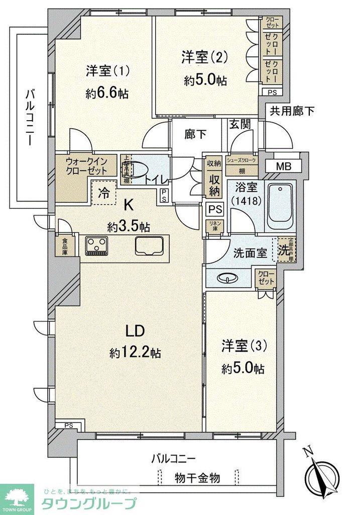 ルジェンテ武蔵野(3LDK/3階)の間取り写真