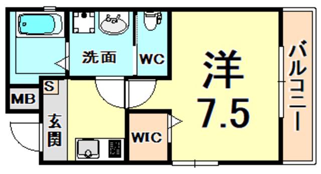 ワコーレヴィータ神戸駅ノース(1K/3階)の間取り写真