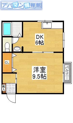 シュペルノーヴァA棟(1DK/2階)の間取り写真
