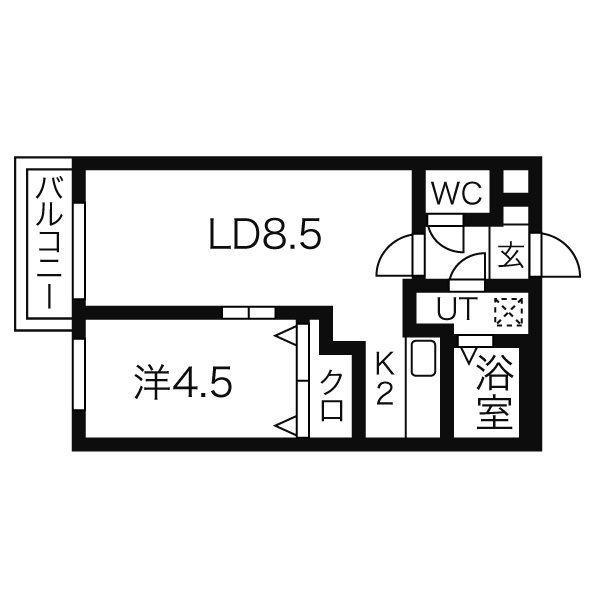 ステラひばりが丘(1LDK/4階)の間取り写真