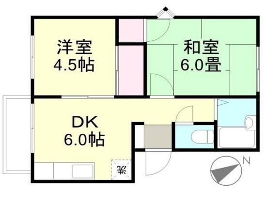ファミール貝原A(2DK/2階)の間取り写真