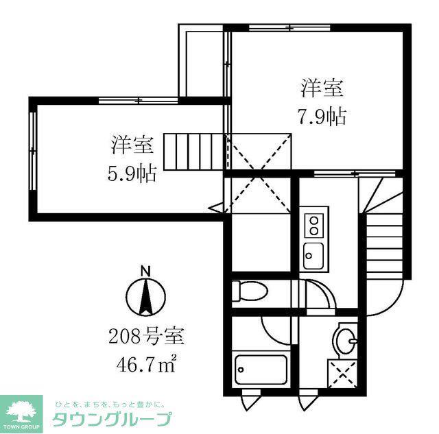 パームグローブ(2K/2階)の間取り写真