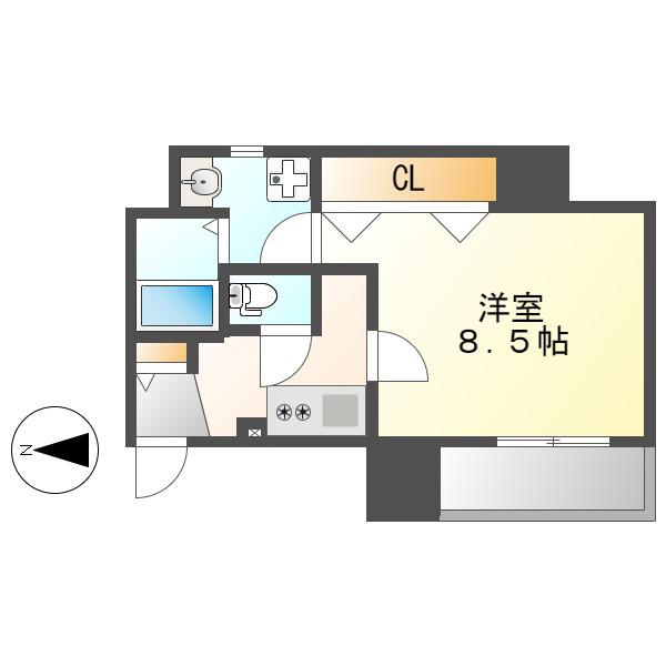K SMART IMAIKE(1K/9階)の間取り写真