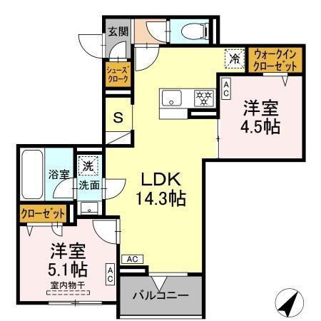 セレスティア東尾久II(2LDK/3階)の間取り写真