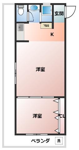希望が丘コーポラスA棟(1LDK/6階)の間取り写真