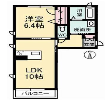 アプレ倉敷(1LDK/2階)の間取り写真