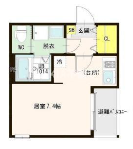 MALVA 都島(1K/2階)の間取り写真