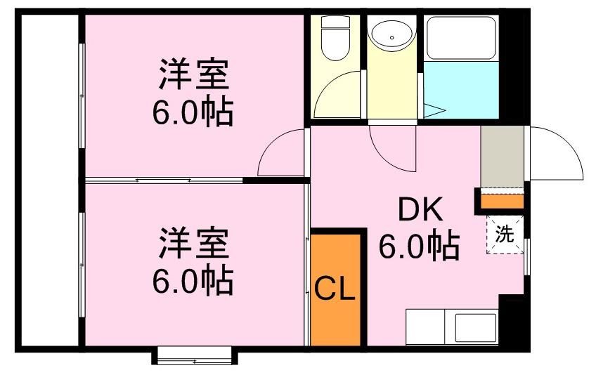 ブルースター清水町(2DK/3階)の間取り写真