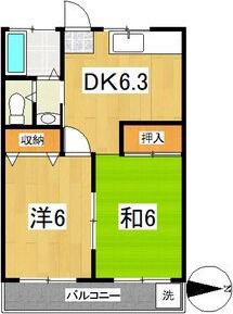 コーポフジ(2DK/2階)の間取り写真