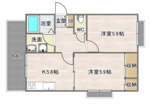 グレース阿倍野(2K/1階)の間取り写真