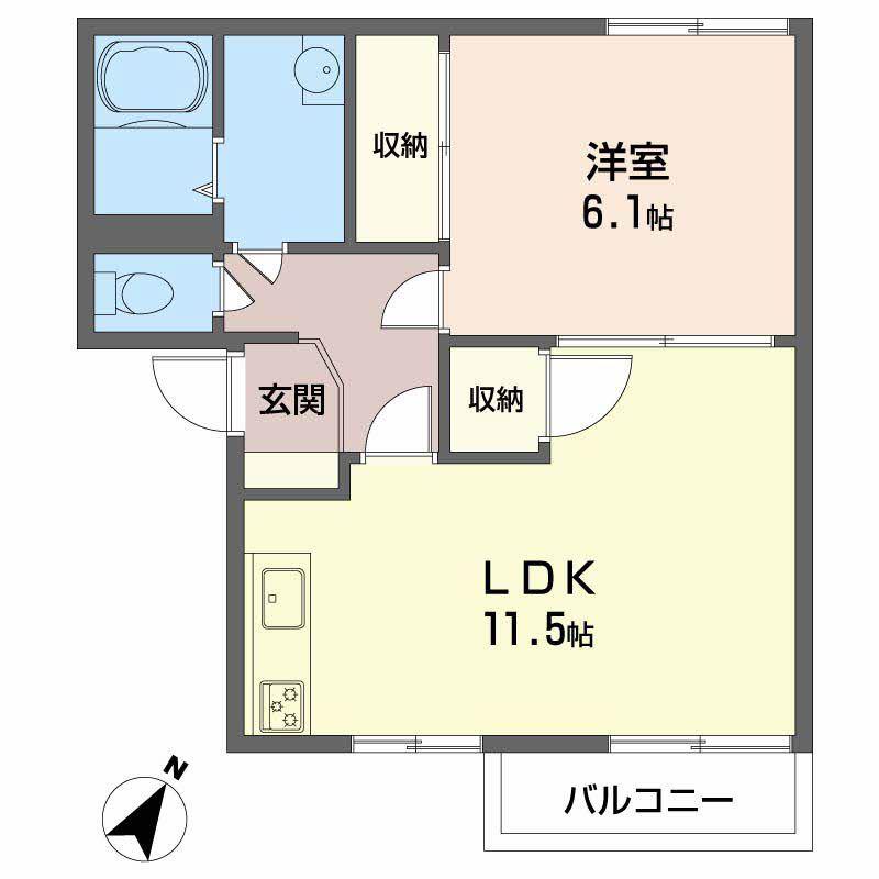 ハイツ花恵(1LDK/2階)の間取り写真