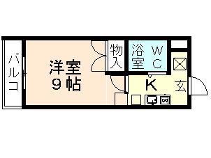 サンシャイン88 A棟(1K/4階)の間取り写真