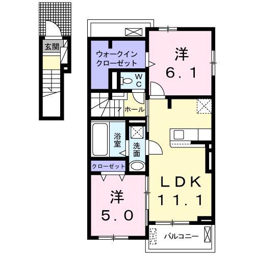 BAUHAUS(2LDK/2階)の間取り写真