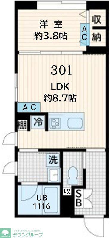 FULLEA恵比寿(1LDK/2階)の間取り写真