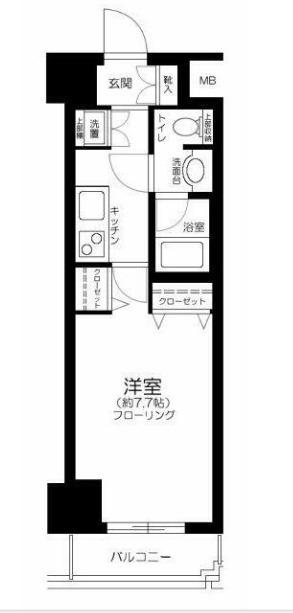 パレステュディオ渋谷本町(1K/7階)の間取り写真