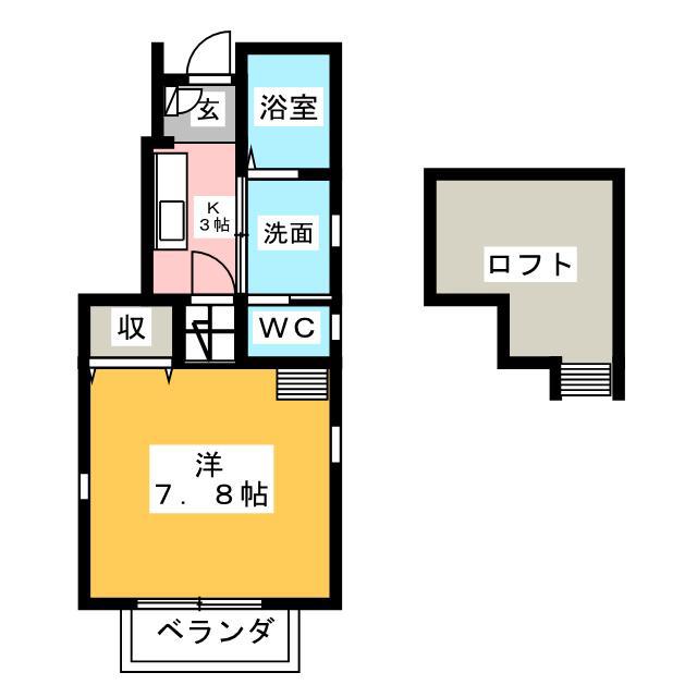 ファミーユ(1K/1階)の間取り写真