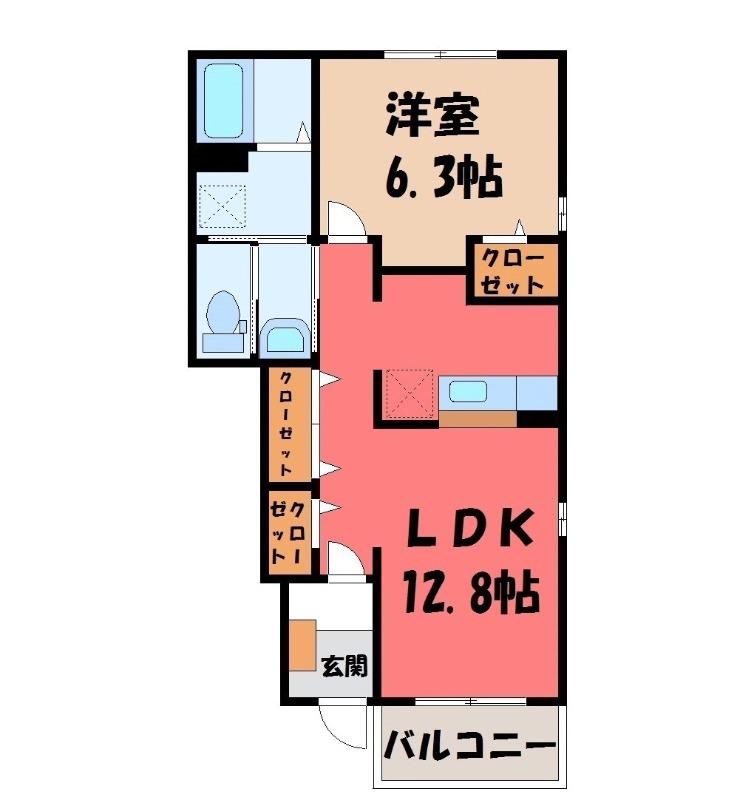 ル・パレスA(1LDK/1階)の間取り写真