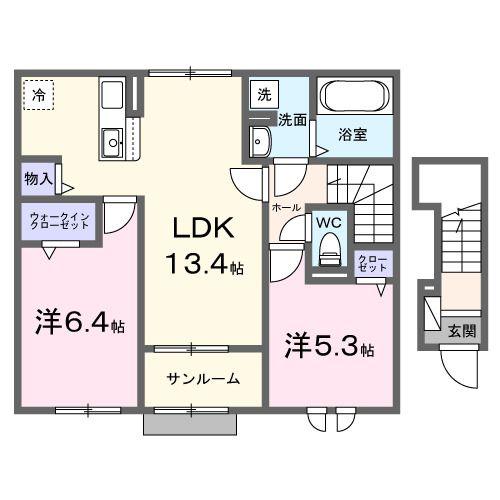 コンフィ(2LDK/2階)の間取り写真
