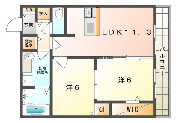 レバータ北通(2LDK/2階)の間取り写真