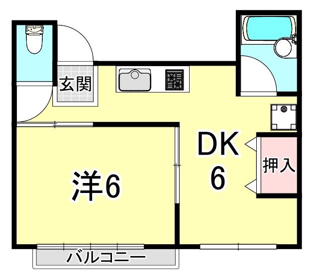 勝ハイツ(1DK/2階)の間取り写真