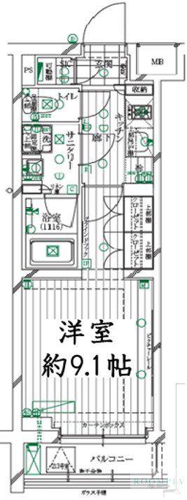 レガリス明大前(1K/1階)の間取り写真