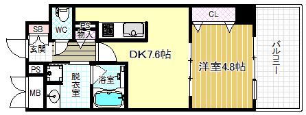 フォルテ福島(1DK/3階)の間取り写真