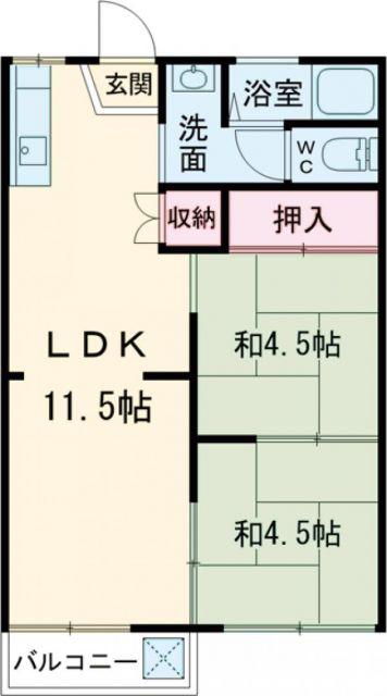 石津ハイツ(2LDK/2階)の間取り写真