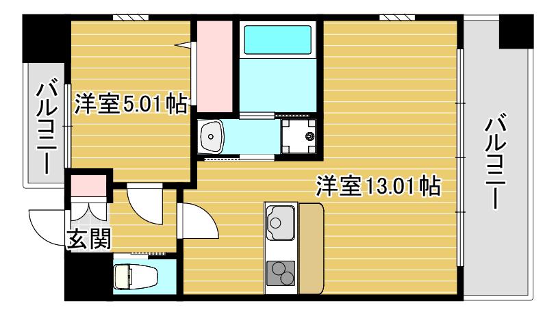 プレジオ難波EURO(1LDK/3階)の間取り写真